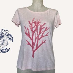 Embellished Coral Watercolor Tee - Talbots
